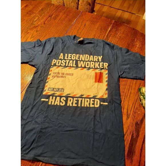 New Medium Retired Post Office Worker Postal Carrier Cotton Tee T-Shirt Top NWT - Picture 1 of 3